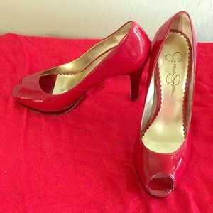 Jessica Simpson red patent leather high heel
